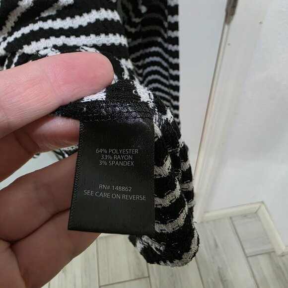 Torrid Plus Size 3X Black White Striped Thermal Waffle Knit Top Cozy Long Sleeve - Picture 9 of 11